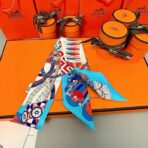 爱马仕 “从洋伞到对决”Twilly小丝巾 蓝色 - Imagem 2