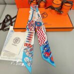 爱马仕 “从洋伞到对决”Twilly小丝巾 蓝色