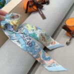 爱马仕 水上游乐园 Twilly小丝巾 浅蓝色 - Imagem 3