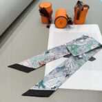 爱马仕 水上游乐园 Twilly小丝巾 灰绿撞色