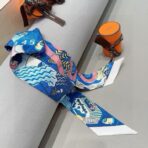 爱马仕 水上游乐园 Twilly小丝巾 蓝色 - 图片 2