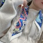 爱马仕 水上游乐园 Twilly小丝巾 蓝色 - 图片 4