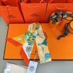 爱马仕 “翱翔天际之梦”Twilly小丝巾 黄色 - 图片 4