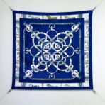 爱马仕 马刺与骏马的披挂 蓝色斜纹真丝方巾