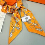 爱马仕Hermes “圆点钥匙”Twilly小丝巾 发圈 橙色 - Image 3