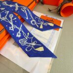 爱马仕Hermes “圆点钥匙”Twilly小丝巾 蓝色 - Imagem 3