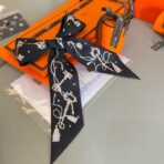 爱马仕Hermes “圆点钥匙”Twilly小丝巾 黑色 - Imagem 3