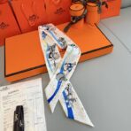 爱马仕Hermes “太空赛马”Twilly小丝巾 米色 - 图片 4