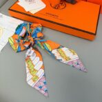 爱马仕Hermes “树之歌”发圈 束发带两用Twilly橙色小丝巾 - 图片 3