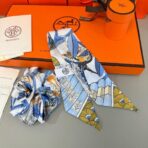 爱马仕Hermes “树之歌”发圈 束发带两用Twilly蓝色小丝巾