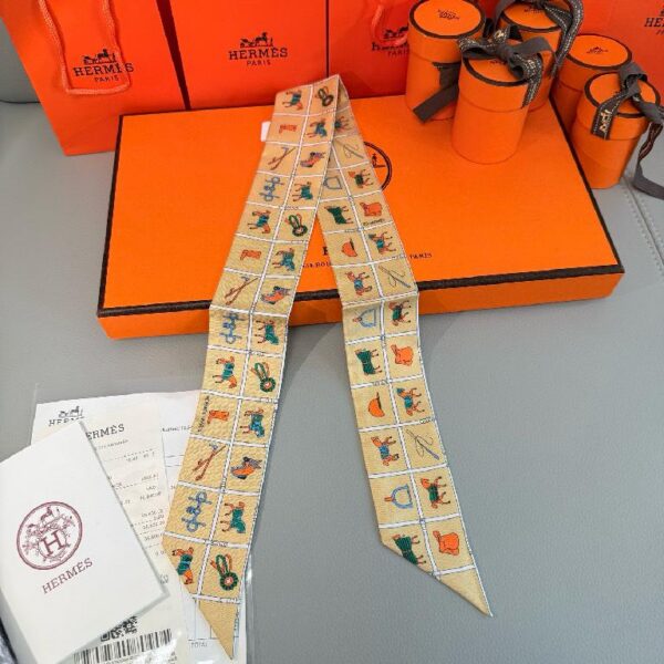 爱马仕Hermes “骏马的披挂”Twilly小丝巾 棕色