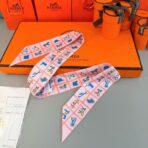 爱马仕Hermes “骏马的披挂”Twilly小丝巾 粉色 - Image 2