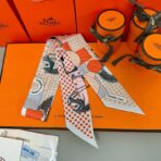 爱马仕Hermes“优雅骑士”Twilly小丝巾 淡黄色 - 图片 2