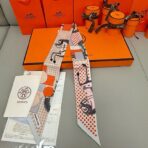 爱马仕Hermes“优雅骑士”Twilly小丝巾 淡黄色