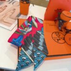 爱马仕Hermes树之歌小丝巾 飘带 玫红色 - 图片 3