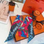 爱马仕Hermes树之歌小丝巾 飘带 玫红色