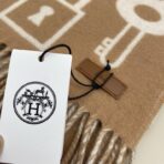 爱马仕H钥匙双面羊绒围巾 棕色款 - 图片 3