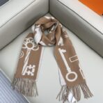 爱马仕H钥匙双面羊绒围巾 棕色款 - 图片 2