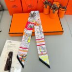 爱马仕Rayures d'Ete Twilly小丝巾 粉红撞色