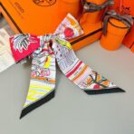 爱马仕Rayures d'Ete Twilly小丝巾 粉红撞色 - Image 3