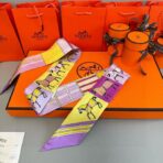 爱马仕Twilly 双面真丝斜纹丝带 紫色款 - 图片 2