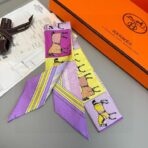 爱马仕Twilly 双面真丝斜纹丝带 紫色款 - 图片 4