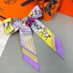 爱马仕Twilly 双面真丝斜纹丝带 紫色款 - 图片 3