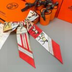 爱马仕Twilly 双面真丝斜纹丝带 红色款 - 图片 3