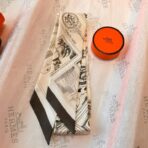 爱马仕Twilly 顶级斜纹真丝飘带 灰白款