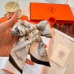 爱马仕Twilly 顶级斜纹真丝飘带 灰白款 - 图片 2