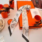 爱马仕Twilly 顶级斜纹真丝飘带 灰白款 - 图片 4