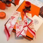 爱马仕Twilly 顶级斜纹真丝飘带 红白撞色 - 图片 4