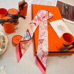 爱马仕Twilly 顶级斜纹真丝飘带 红白撞色 - 图片 2