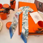 爱马仕Twilly 顶级斜纹真丝飘带 蓝绿撞色