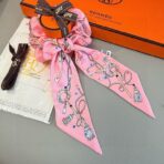 爱马仕Twilly小丝巾 发圈 粉色款 - Imagem 3