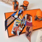 爱马仕Twilly斜纹真丝飘带 粉蓝撞色 - 图片 2