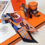 爱马仕Twilly斜纹真丝飘带 粉蓝撞色 - 图片 4