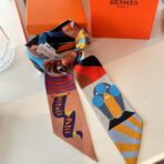 爱马仕Twilly斜纹真丝飘带 粉蓝撞色 - 图片 3