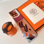 爱马仕Twilly斜纹真丝飘带 粉蓝撞色