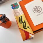 爱马仕Twilly斜纹真丝飘带 红黄撞色