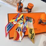 爱马仕Twilly斜纹真丝飘带 红黄撞色 - 图片 4