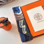 爱马仕Twilly斜纹真丝飘带 蓝紫绿撞色款