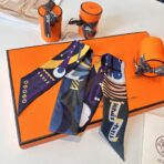 爱马仕Twilly斜纹真丝飘带 蓝紫绿撞色款 - 图片 3