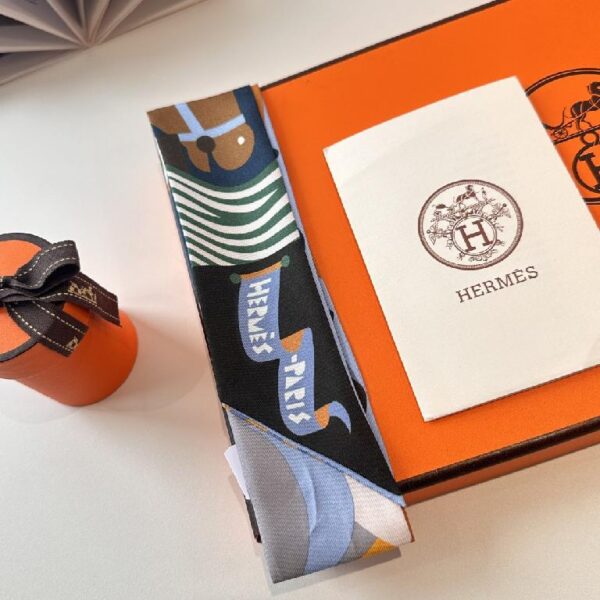 爱马仕Twilly斜纹真丝飘带 蓝色款