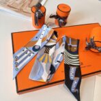 爱马仕Twilly斜纹真丝飘带 蓝色款 - 图片 4