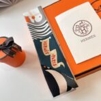 爱马仕Twilly斜纹真丝飘带 黄蓝撞色款