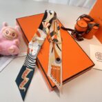 爱马仕Twilly斜纹真丝飘带 黄蓝撞色款 - 图片 2