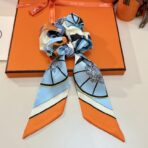 爱马仕Twilly跳跃的弹簧束发带 发圈 蓝橙撞色 - Imagem 2