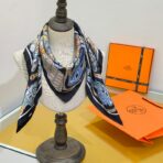 爱马仕《丝巾大探险》蓝色调斜纹真丝方巾 - 图片 3