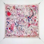 爱马仕《埃米尔奇幻之夜》红色调斜纹真丝方巾